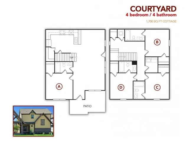 The Republic at Lubbock, Lubbock – 4 Bedroom - 4 Bathroom Courtyard