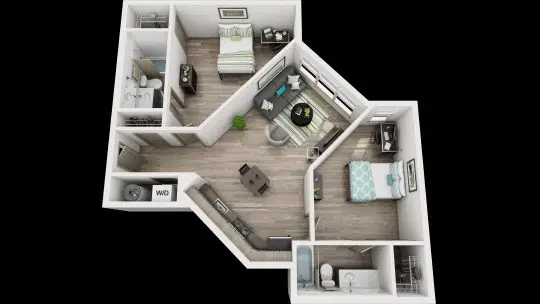 The Boundary At West End, Greenville – Private Room - B2 (2 Bed - 2 Bath)