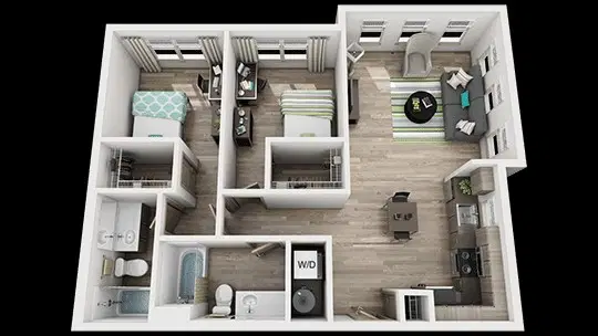 The Boundary At West End, Greenville – Private Room - B3 (2 Bed - 2 Bath)