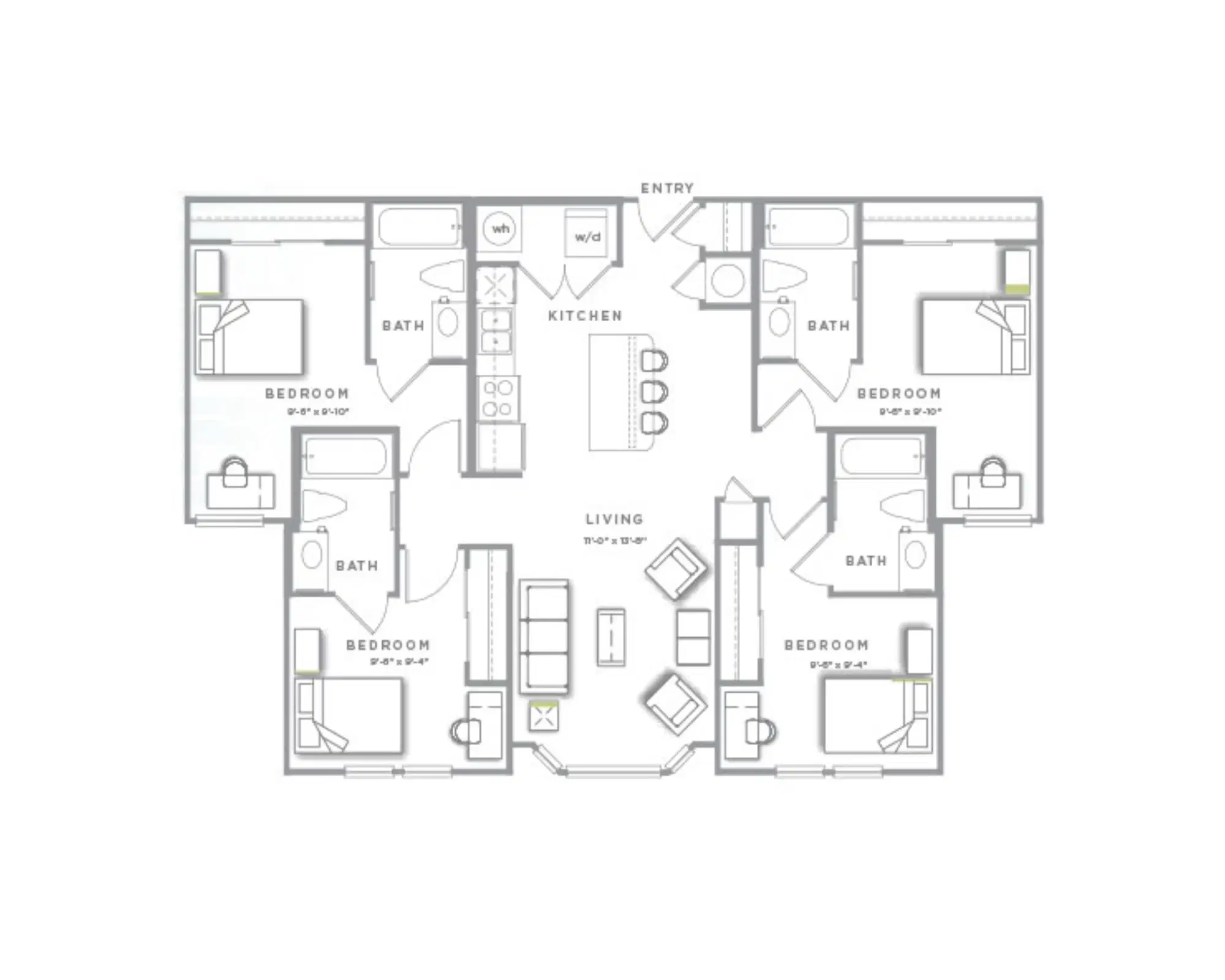 GrandMarc At Tallahassee, Tallahassee – Room in 4 Bedroom 4 Bathroom | D2
