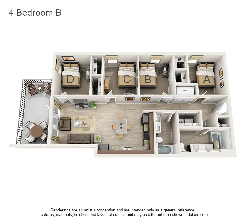 507 S. Second, Champaign – Room in 4 Bedroom 2 Bathroom | B