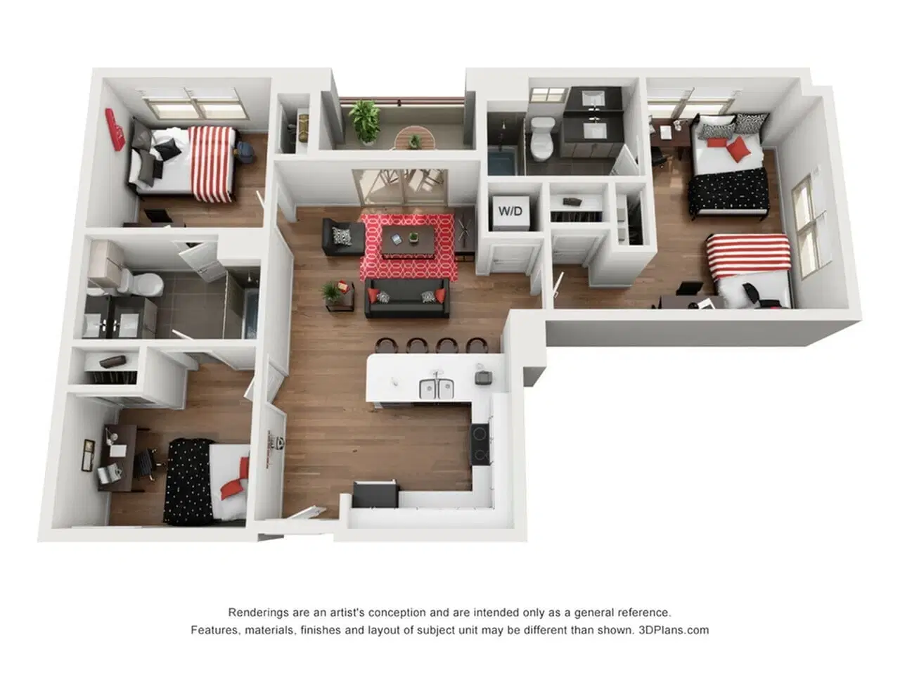 Icon Plaza, Los Angeles – Room in 3 Bedroom 2 Bathroom | C2