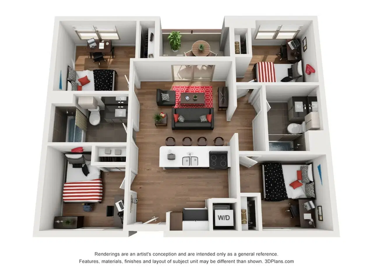 Icon Plaza, Los Angeles – Room in 4 Bedroom 2 Bathroom | D1