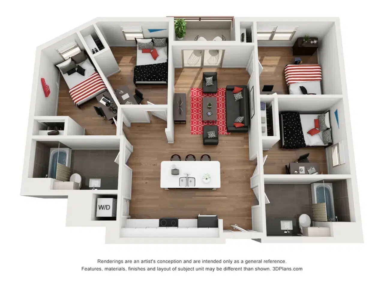 Icon Plaza, Los Angeles – Room in 4 Bedroom 2 Bathroom | D2
