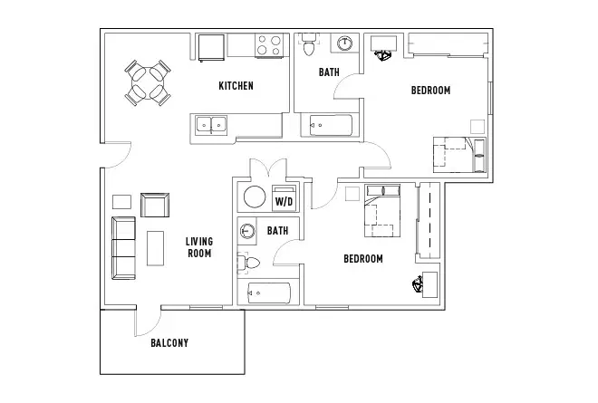 Uptown Apartments, Denton – Room in 2 Bed - 2 Bath