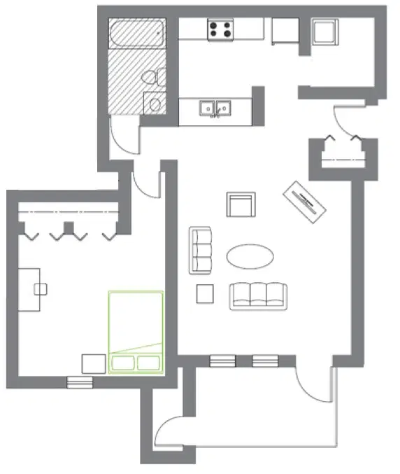 Woodland Mews, Ann Arbor – 1 Bedroom 1 Bathroom | B-wm110ug