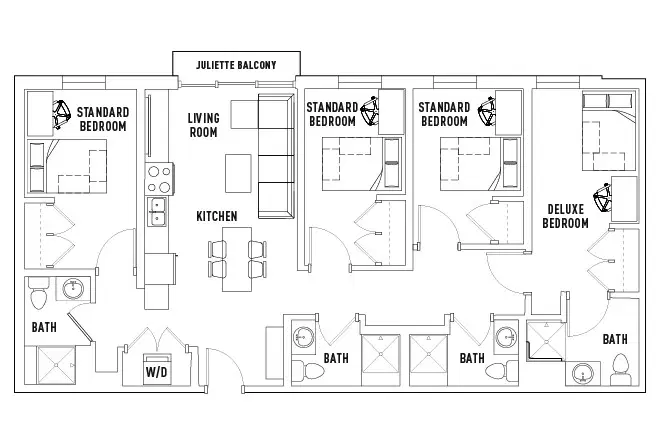Campus Edge On Pierce, West Lafayette – Room in 4 Bed - 4 Bath A