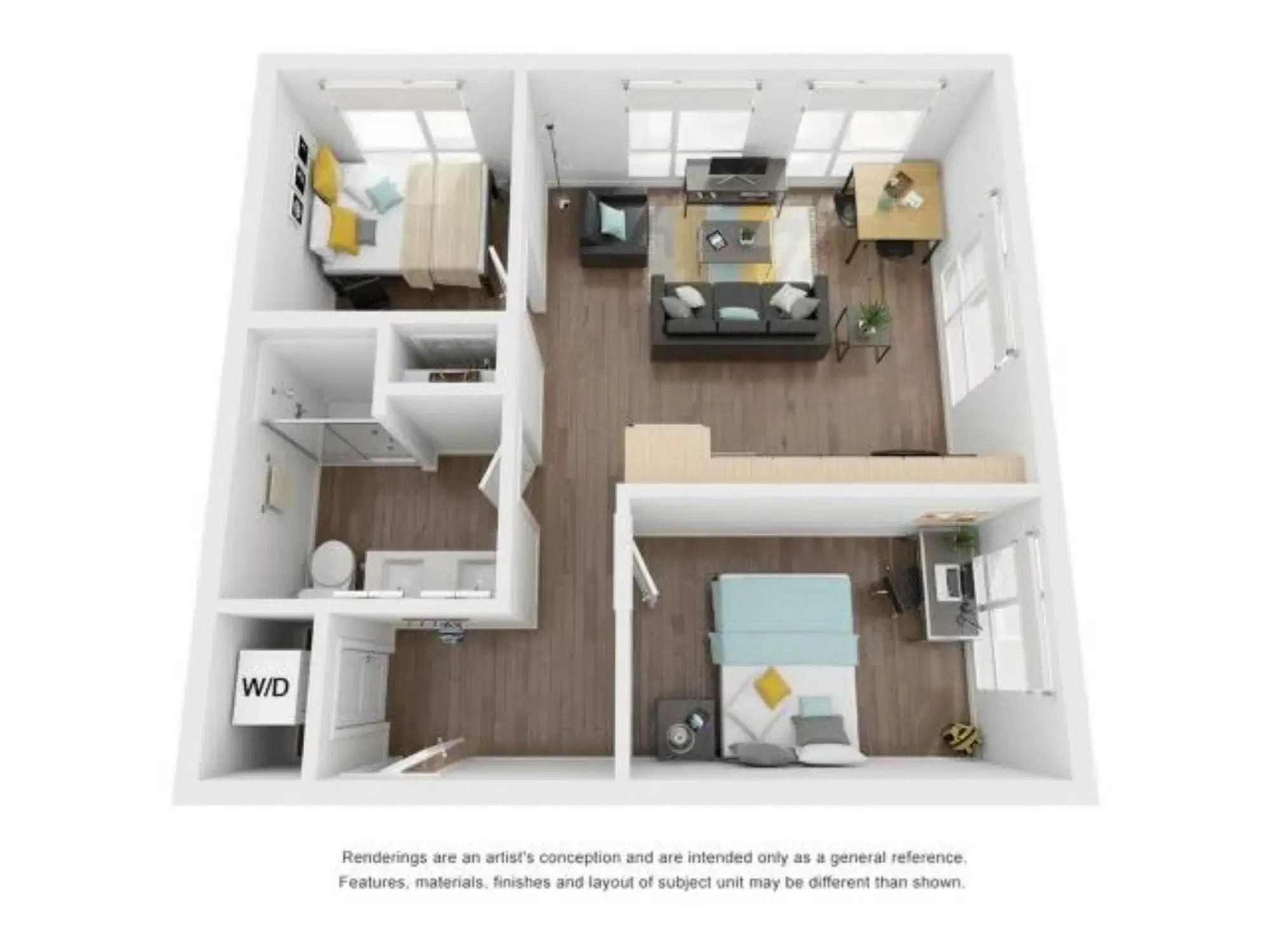 Theory U District, Seattle – B1 - 2 Bedroom 1 Bathroom Apartment