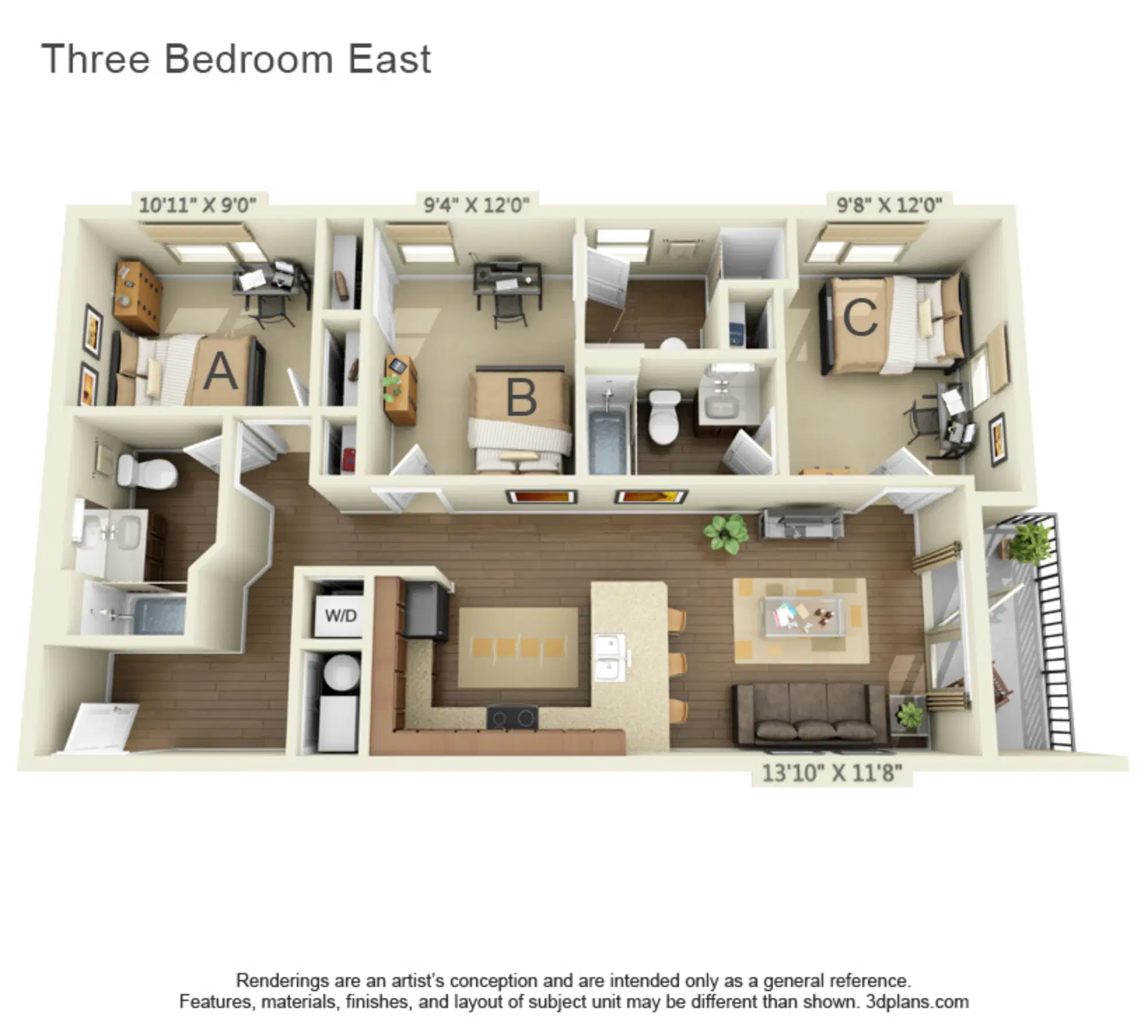 75 E. Armory, Champaign – Room in 3 Bedroom 3 Bathroom | B