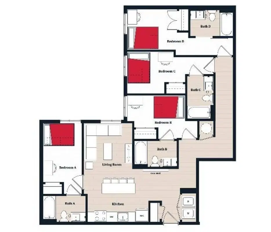 The Tempo, College Park – Room in 4 Bedroom 4 Bathroom | D11