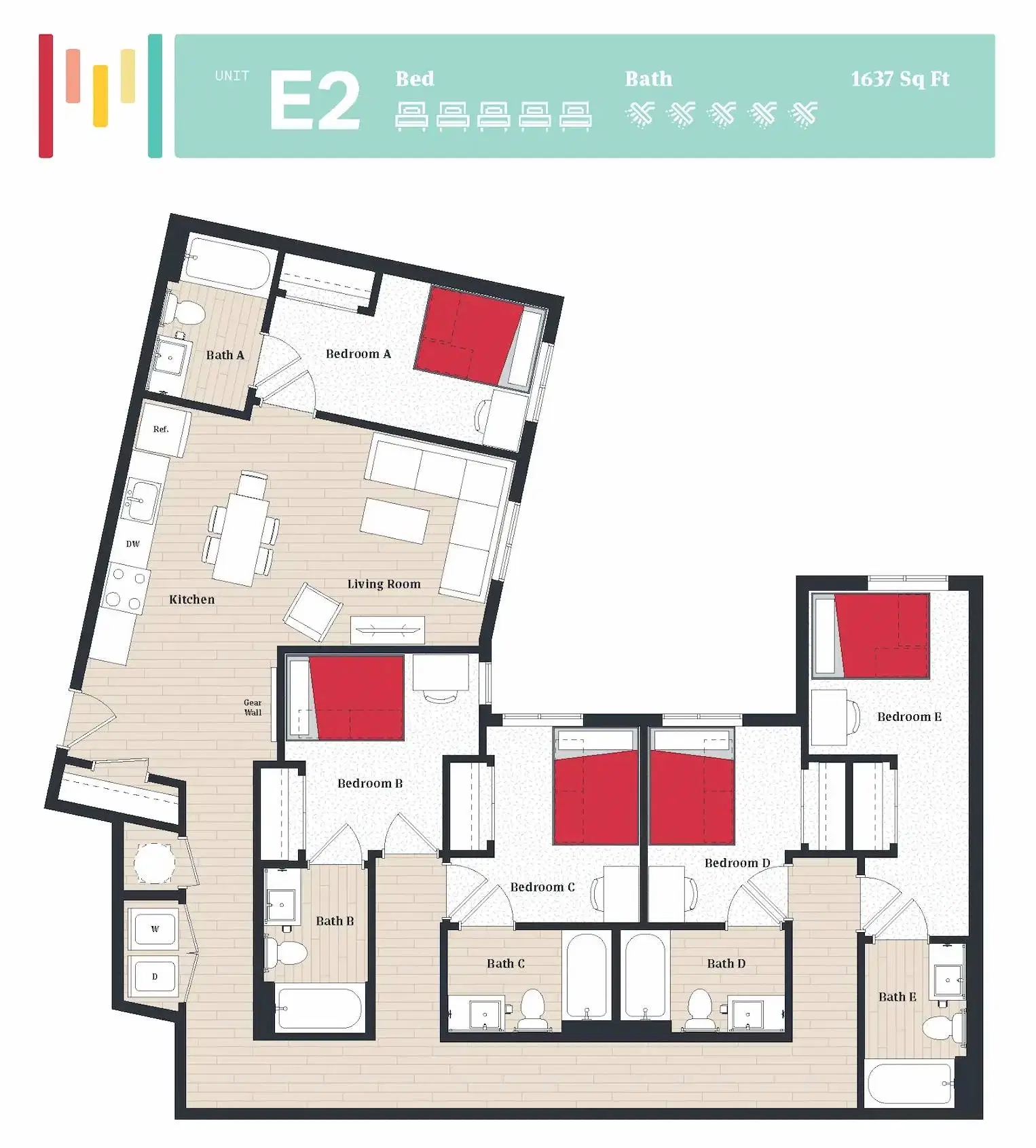 The Tempo, College Park – Room in 5 Bedroom 5 Bathroom | E2