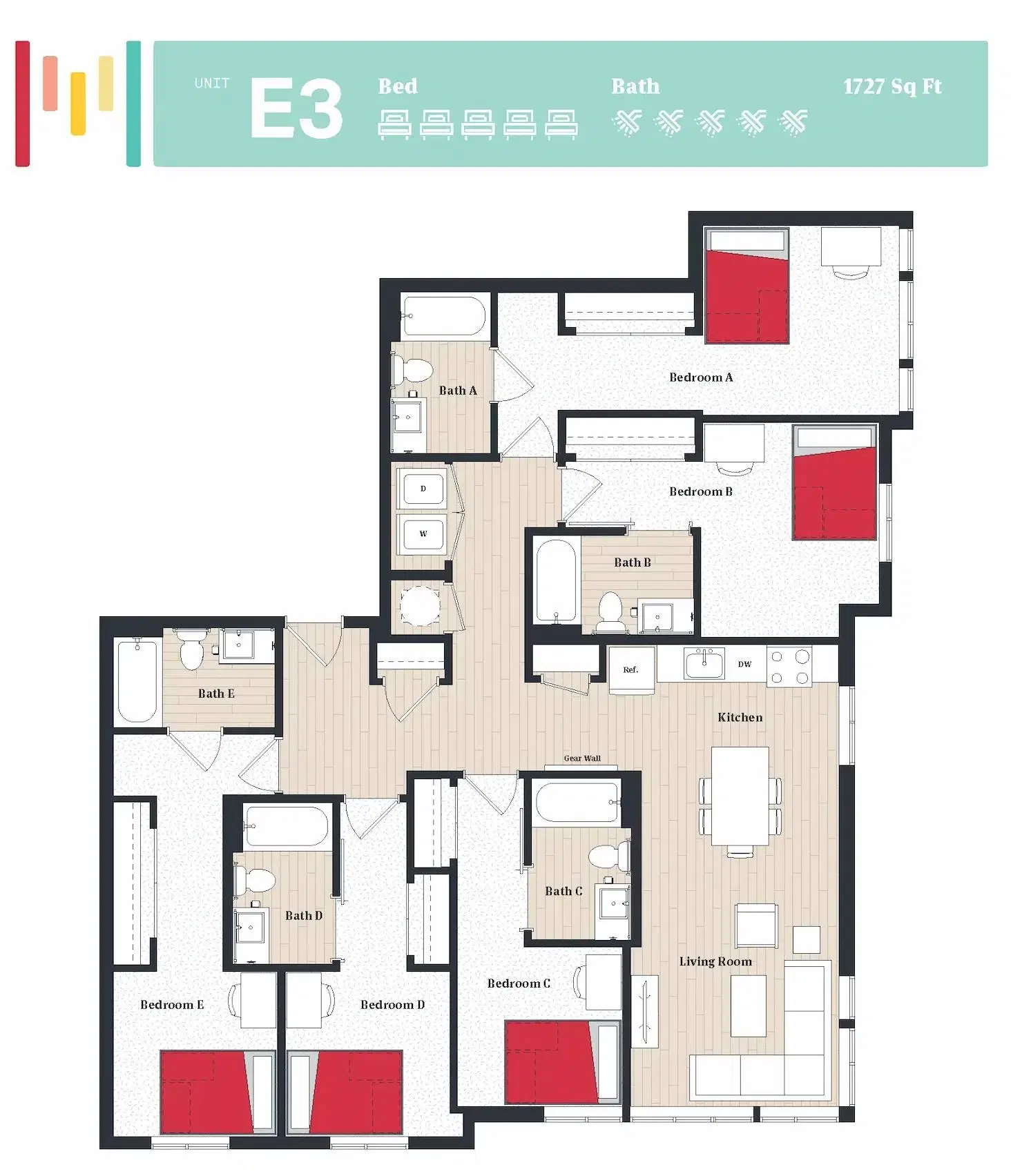 The Tempo, College Park – Room in 5 Bedroom 5 Bathroom | E3
