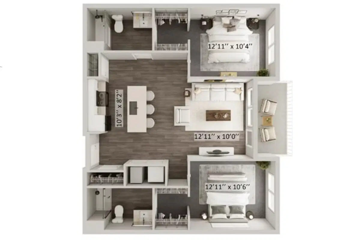 Lane Lofts, Columbus – Armstrong B - 2 Bed 2 Bath