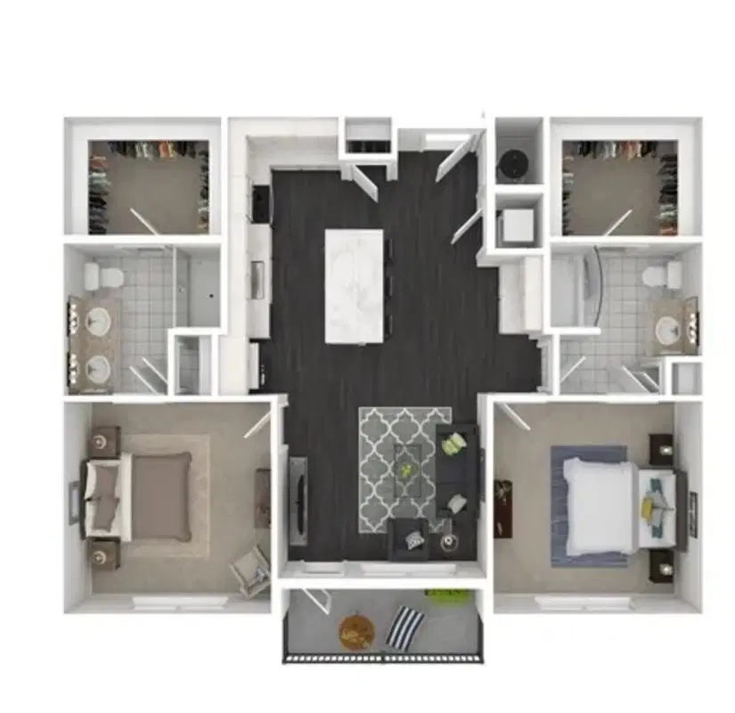 Luxe At The Highlands, Columbus – Luna - 2 Bed 2 Bath