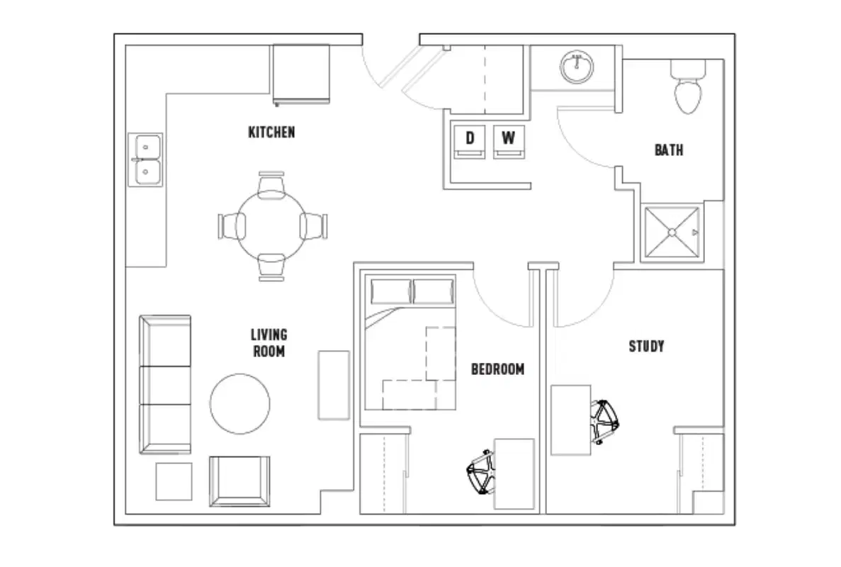 U Point, Syracuse – 1 Bed - 1 Bath with Study
