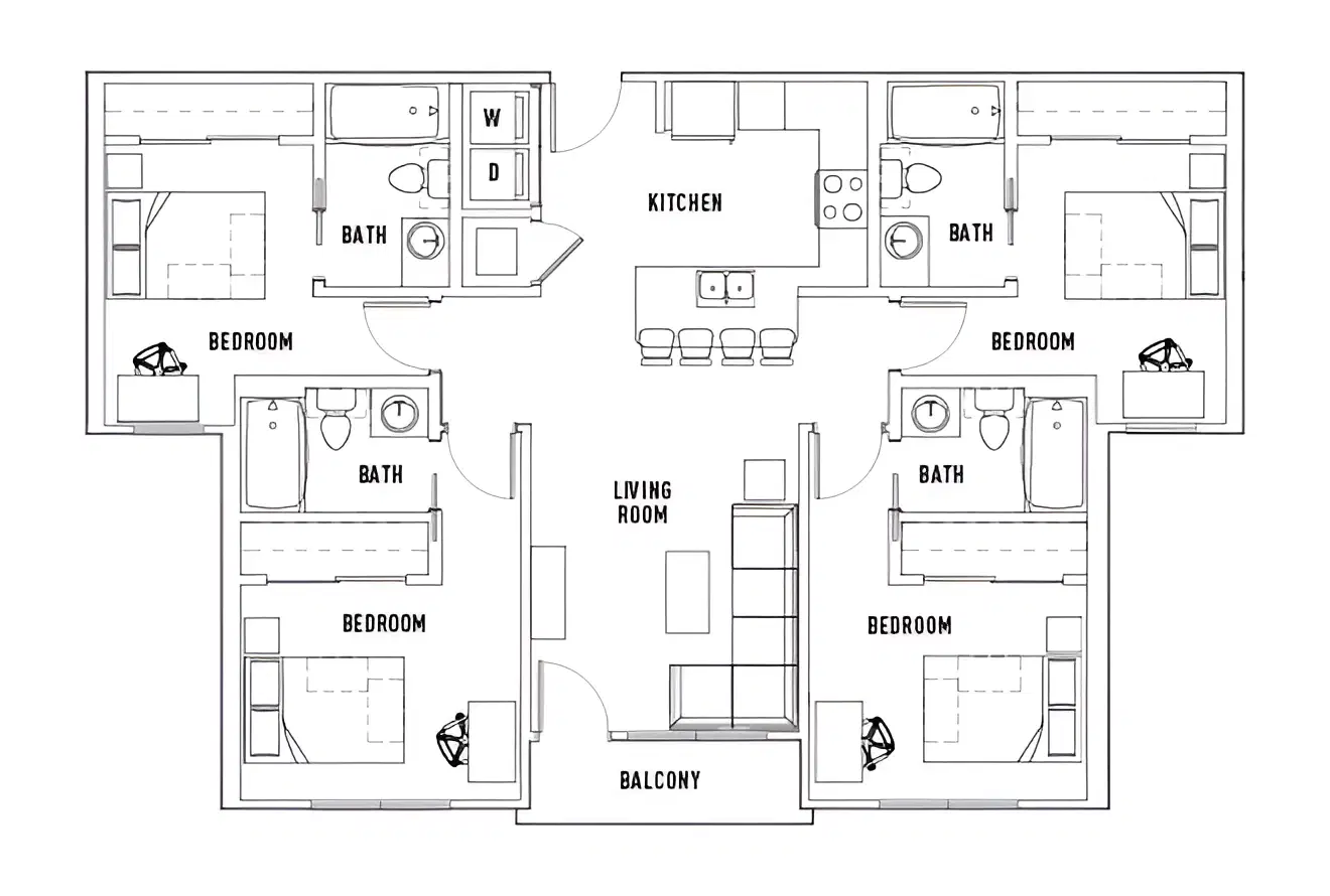 U Pointe On Speight, Waco – Room in 4 Bed - 4 Bath A