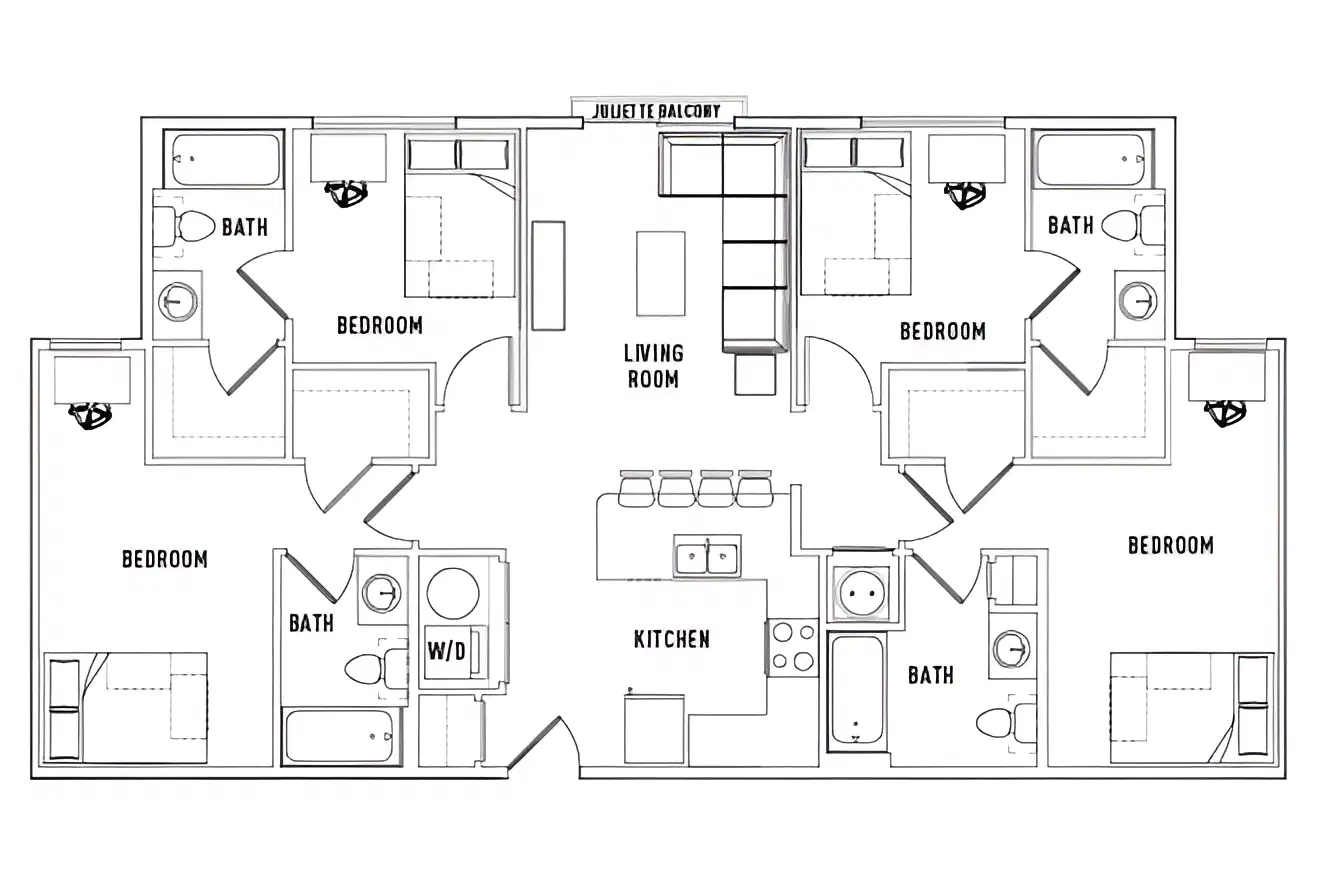 Callaway House Apartments, Norman – Room in 4 Bed - 4 Bath A