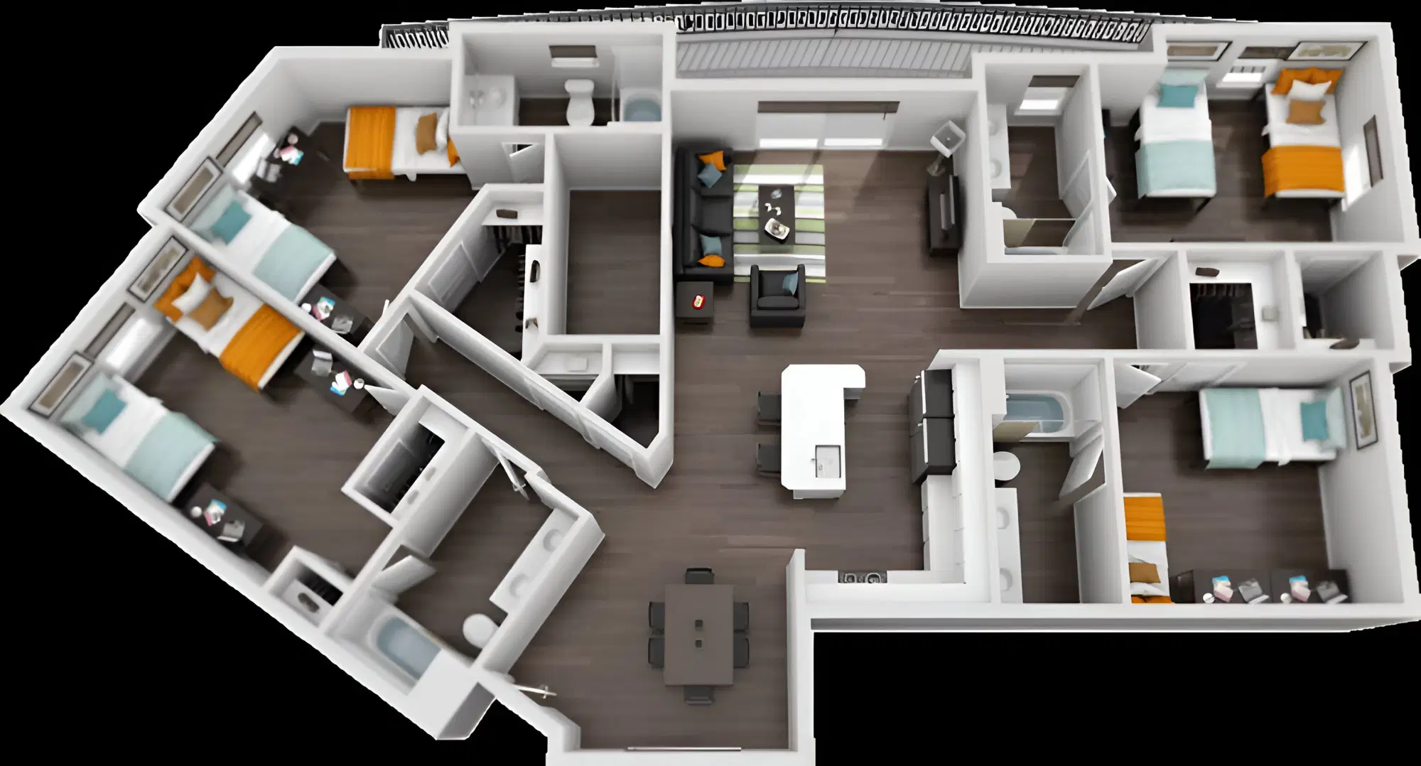 Tuscany Apartments, Los Angeles – 4 Bedroom 4 Bathroom Apartment