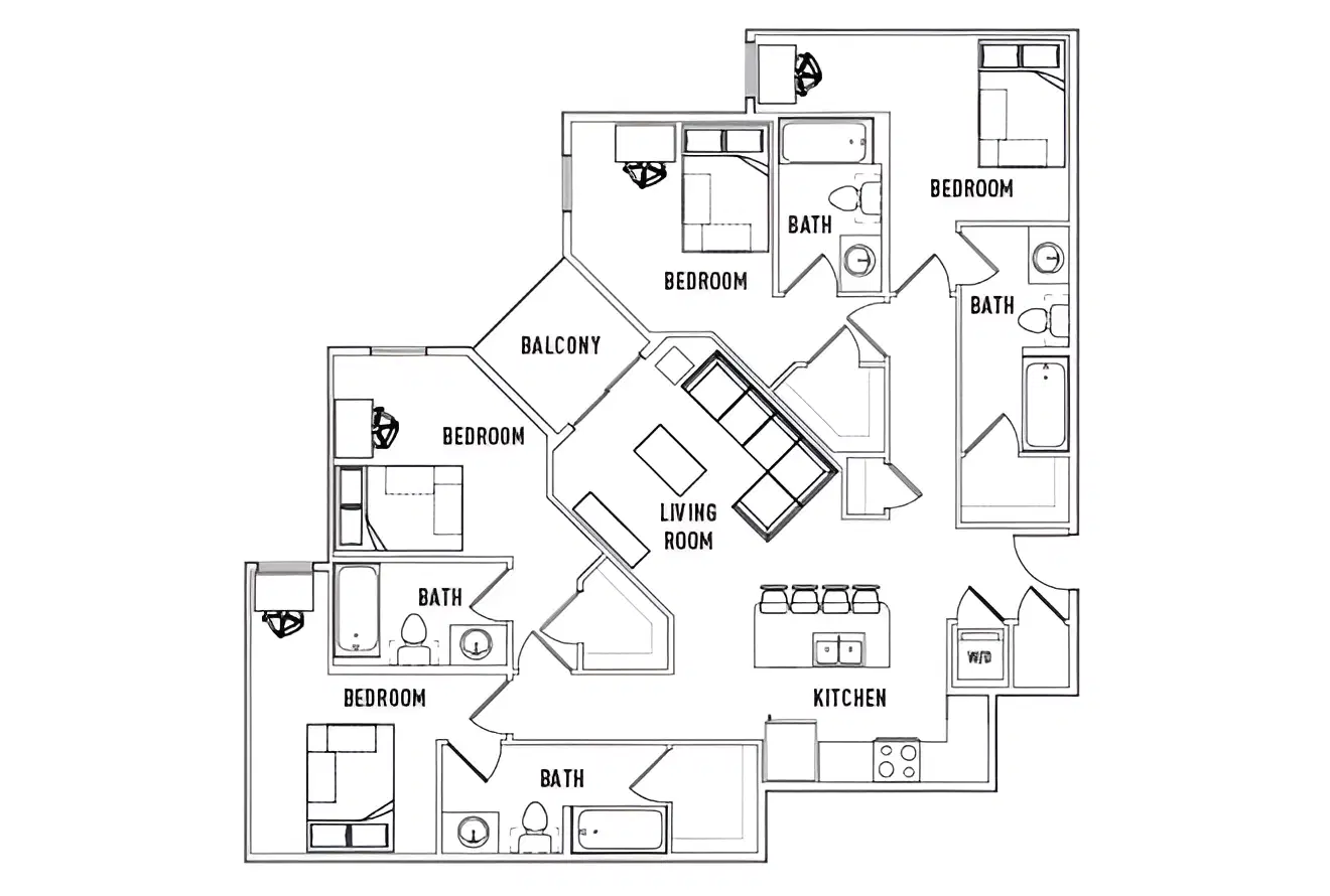 Callaway House Apartments, Norman – Room in 4 Bed - 4 Bath B