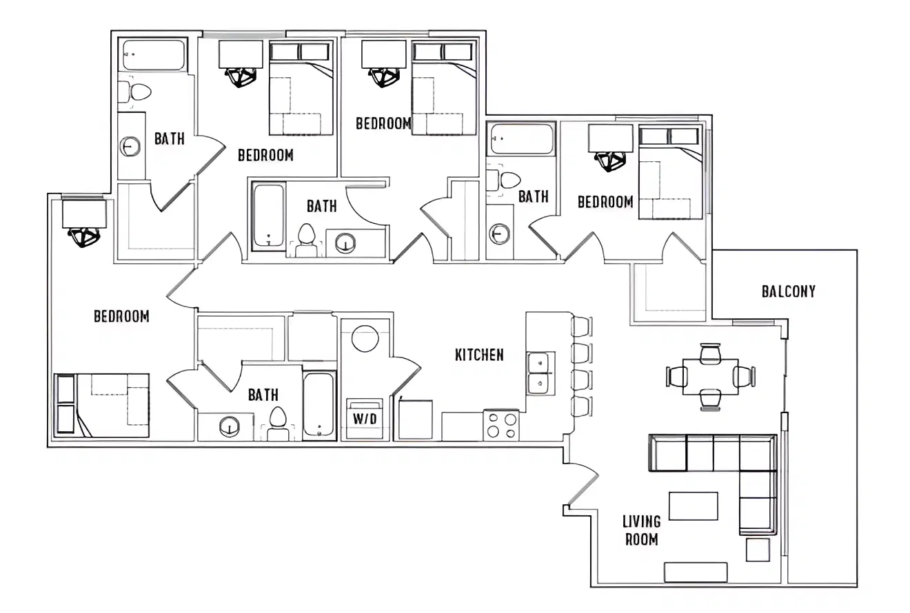 Callaway House Apartments, Norman – Room in 4 Bed - 4 Bath D