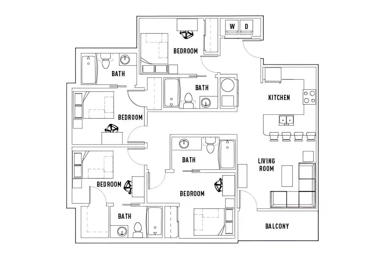 U Pointe On Speight, Waco – Room in 4 Bed - 4 Bath B