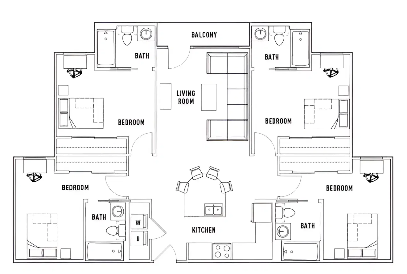 The Village At Overton Park, Lubbock – Room in 4 Bed - 4 Bath Apartment Stadium View
