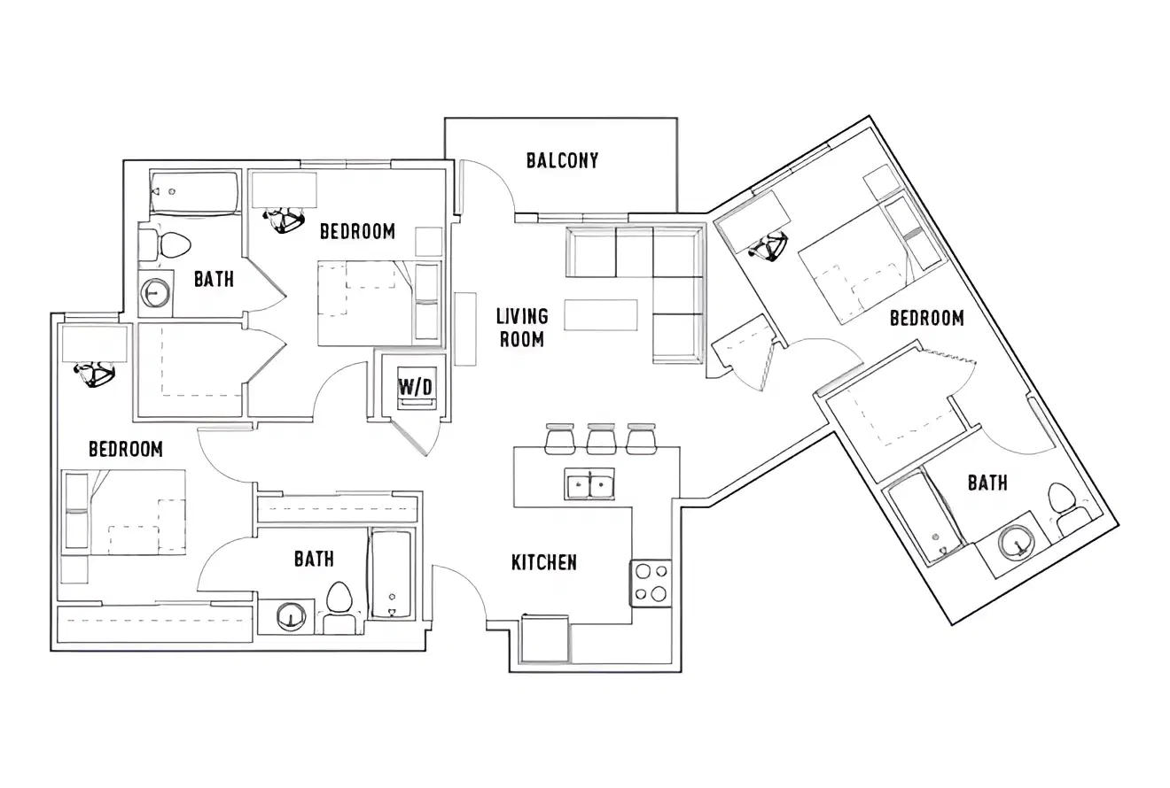 Currie Hall, Los Angeles – Room in Phase 1: 3 Bed - 3 Bath C