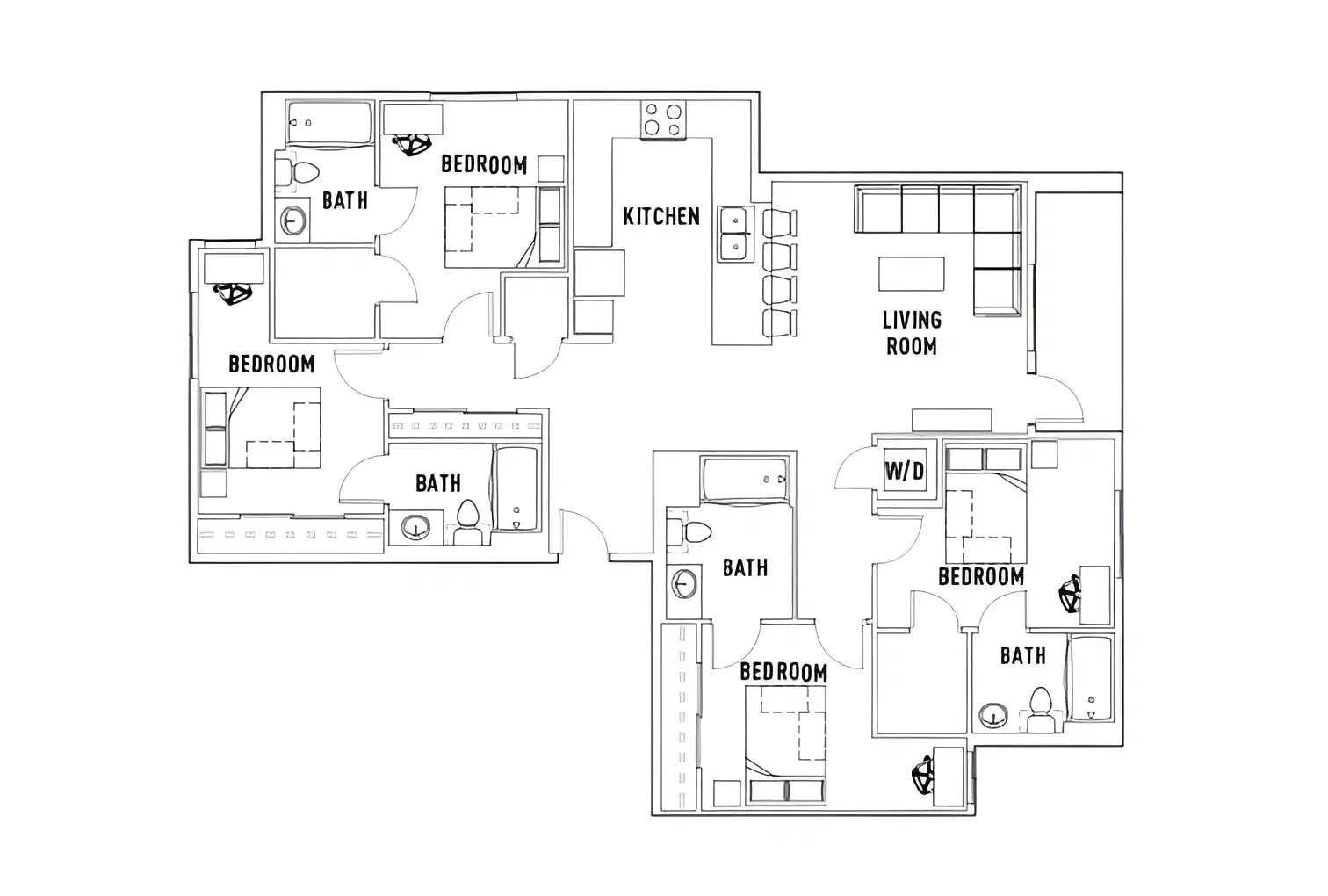 Currie Hall, Los Angeles – Room in Phase 1: 4 Bed - 4 Bath B