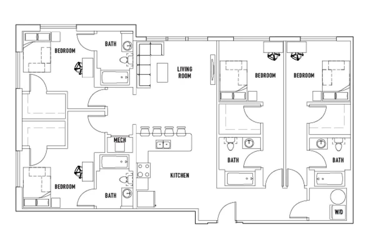 Stadium Centre, Tallahassee – Room in Flex: 4 Bed - 4 Bath B