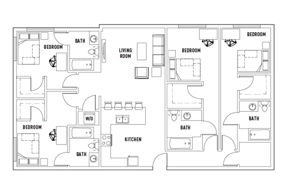 Stadium Centre, Tallahassee – Room in Edge: 4 Bed - 4 Bath C