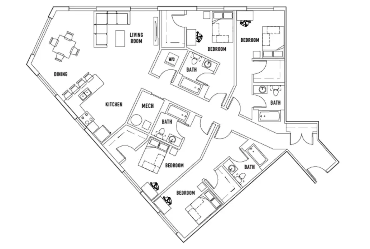 Stadium Centre, Tallahassee – Room in Flex: 4 Bed - 4 Bath D