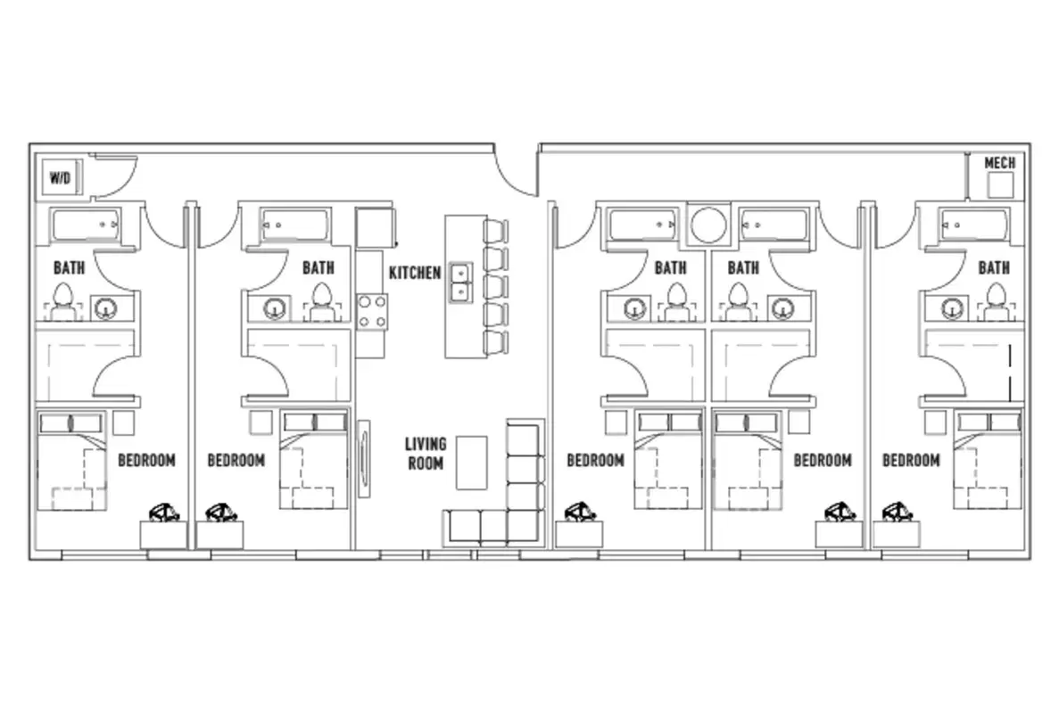 Stadium Centre, Tallahassee – Room in Flex: 5 Bed - 5 Bath A