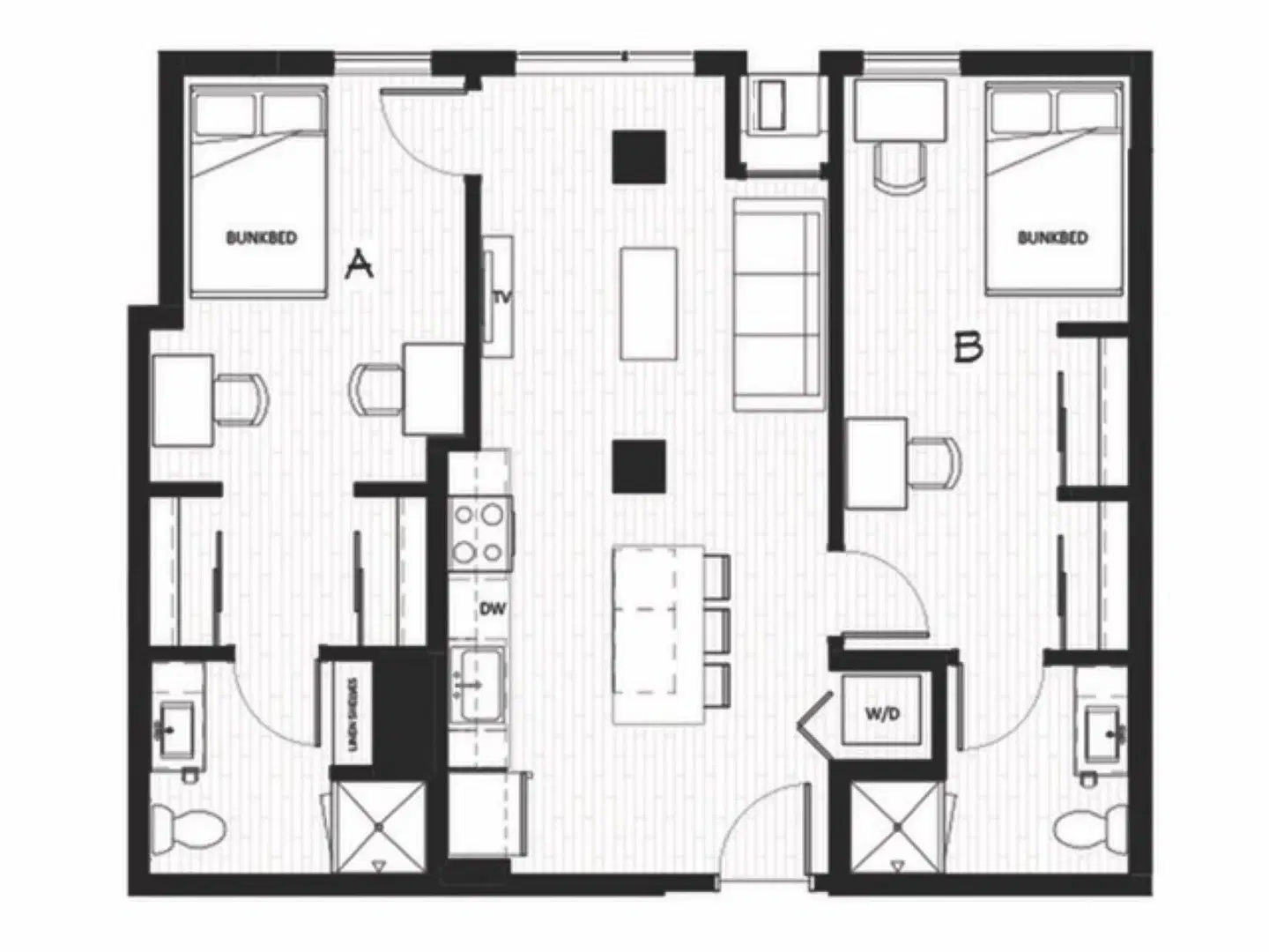 Uncommon Dinkytown, Minneapolis – 2x2 Double Room in 2 Bedroom 2 Bathroom