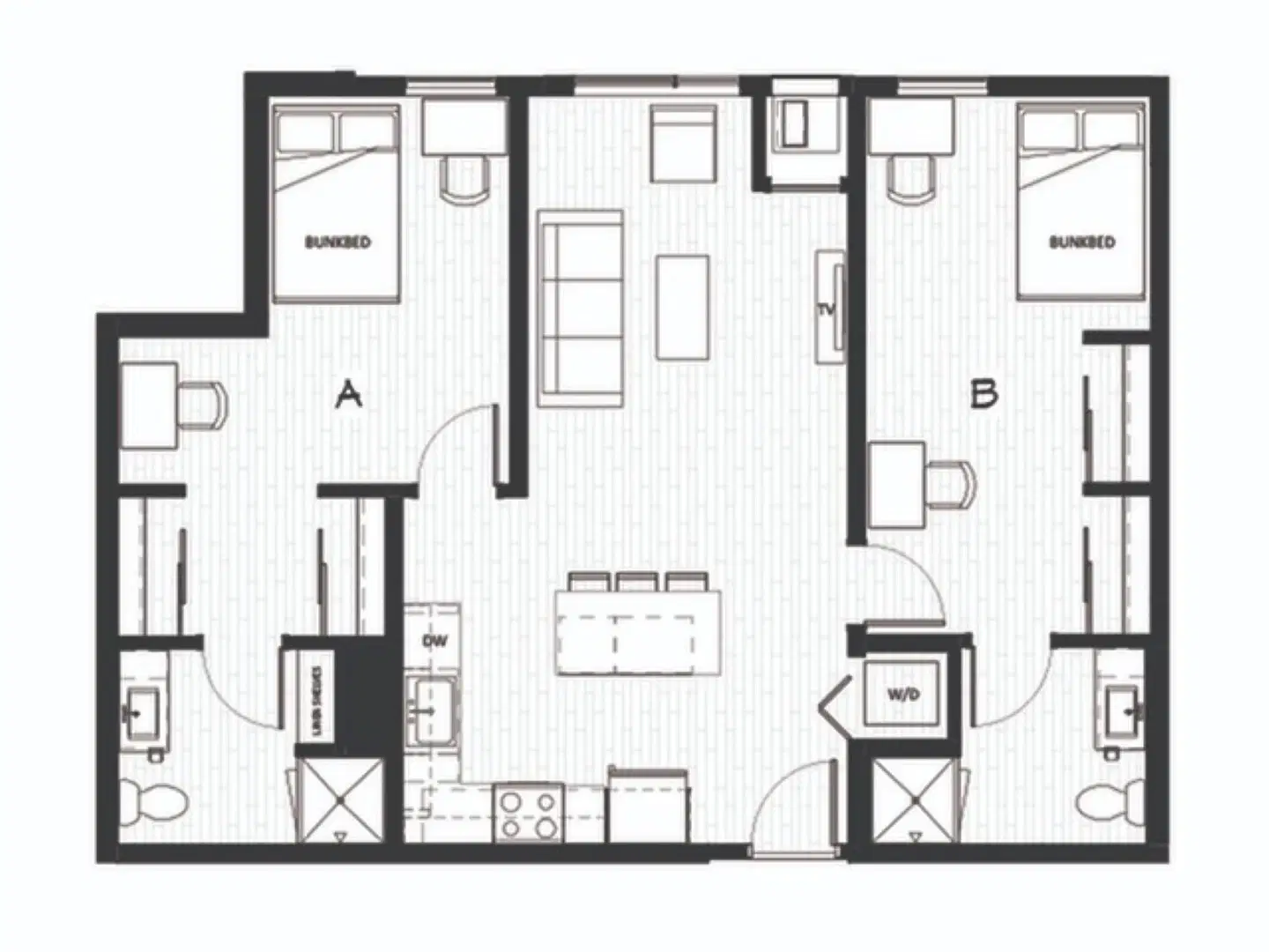 Uncommon Dinkytown, Minneapolis – 2x2 Double Large Room in 2 Bedroom 2 Bathroom