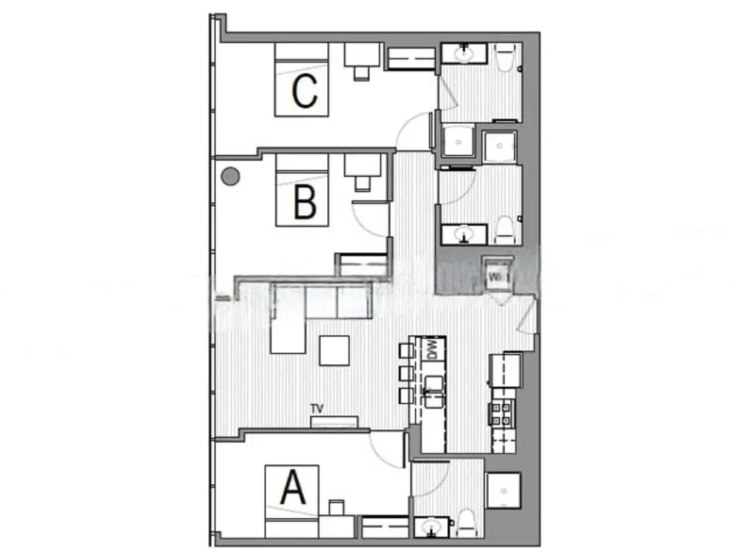 Rise At Riverfront Crossings, Iowa City – 3x3 Penthouse Room in 3 Bedroom 3 Bathroom