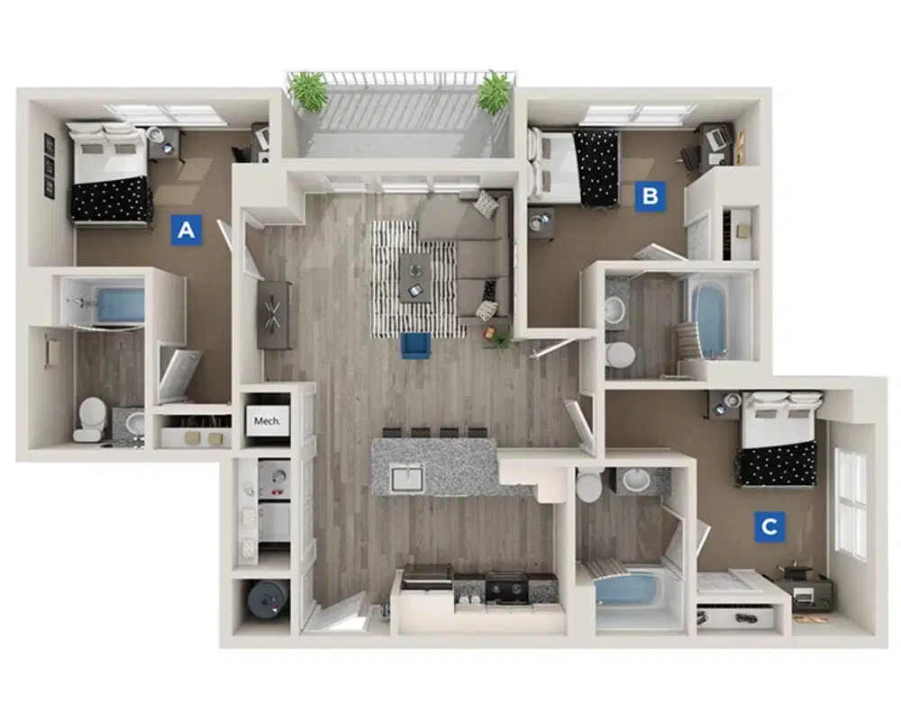 The Station at Buffalo, Buffalo – Cedar Room in 3 Bedroom 3 Bathroom