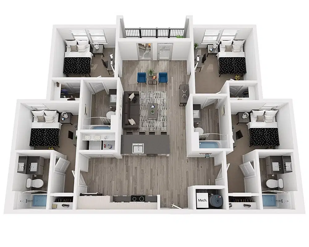 The Metropolitan Gainesville, Gainesville – Room in 4 Bedroom 4 Bathroom | D3