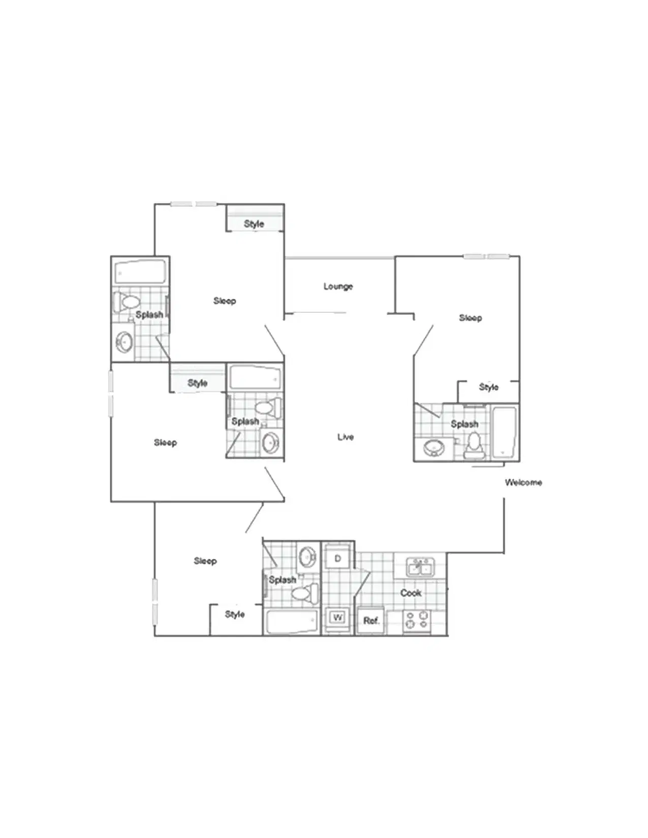 The Social, Tampa – Premium Room in 4 Bedroom 4 Bathroom