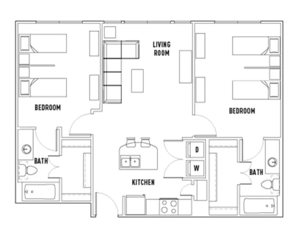 The Block, Austin – Room in Leon: 2 Bed - 2 Bath D Shared Bedroom