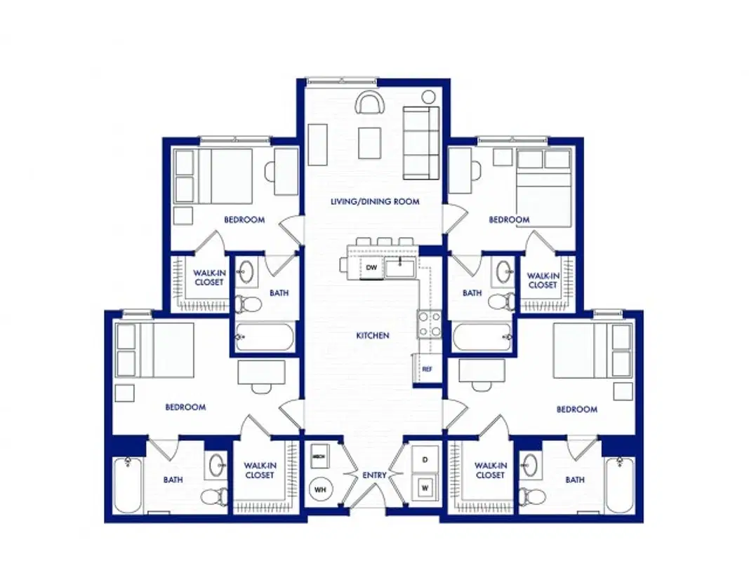 The Valley, State College – The Burrows 4x4 - 4 Bed 4 Bath