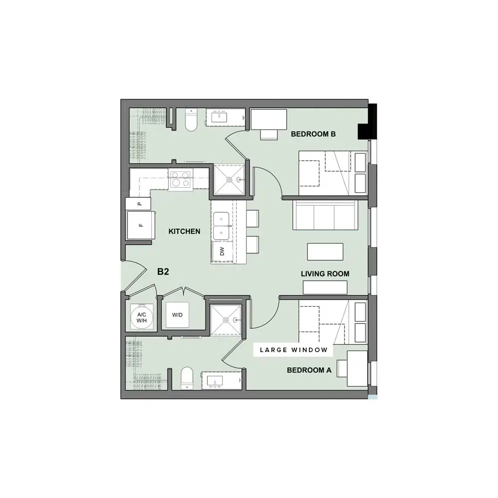 Inspire On 22nd, Austin – Room in 2 Bedroom 2 Bathroom | B2