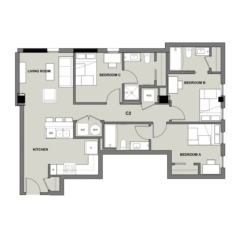 Inspire On 22nd, Austin – Room in 3 Bedroom 3 Bathroom | C2