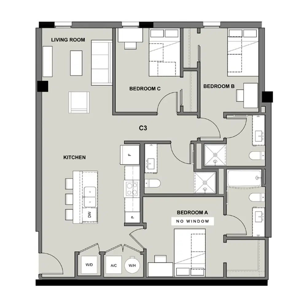 Inspire On 22nd, Austin – Room in 3 Bedroom 3 Bathroom | C3