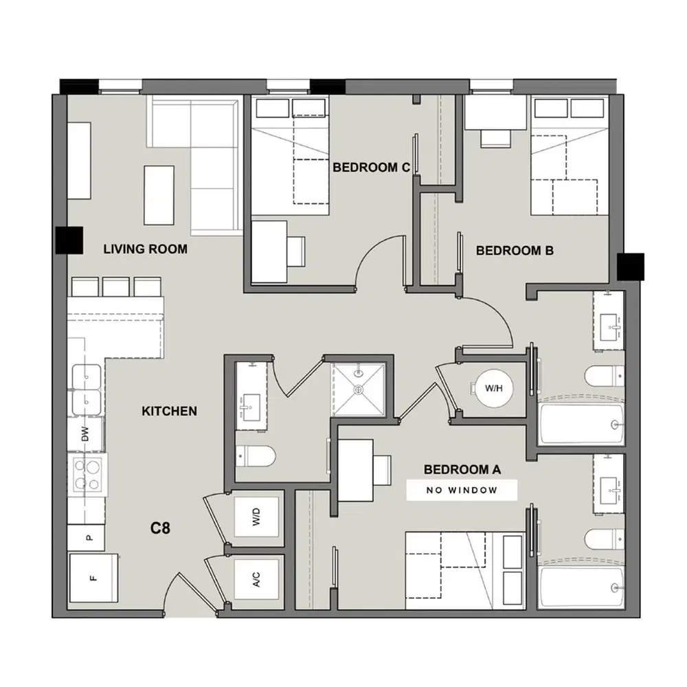 Inspire On 22nd, Austin – Room in 3 Bedroom 3 Bathroom | C8