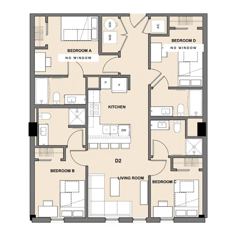 Inspire On 22nd, Austin – Room in 4 Bedroom 4 Bathroom | D2