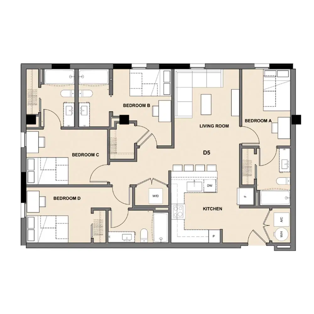 Inspire On 22nd, Austin – Room in 4 Bedroom 4 Bathroom | D5