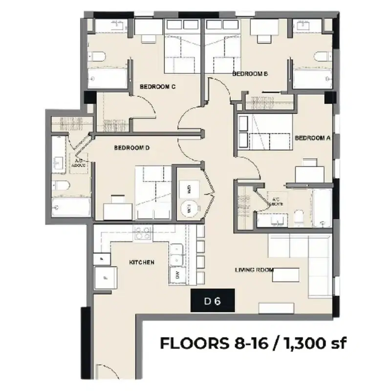 Inspire On 22nd, Austin – Room in 4 Bedroom 4 Bathroom | D6