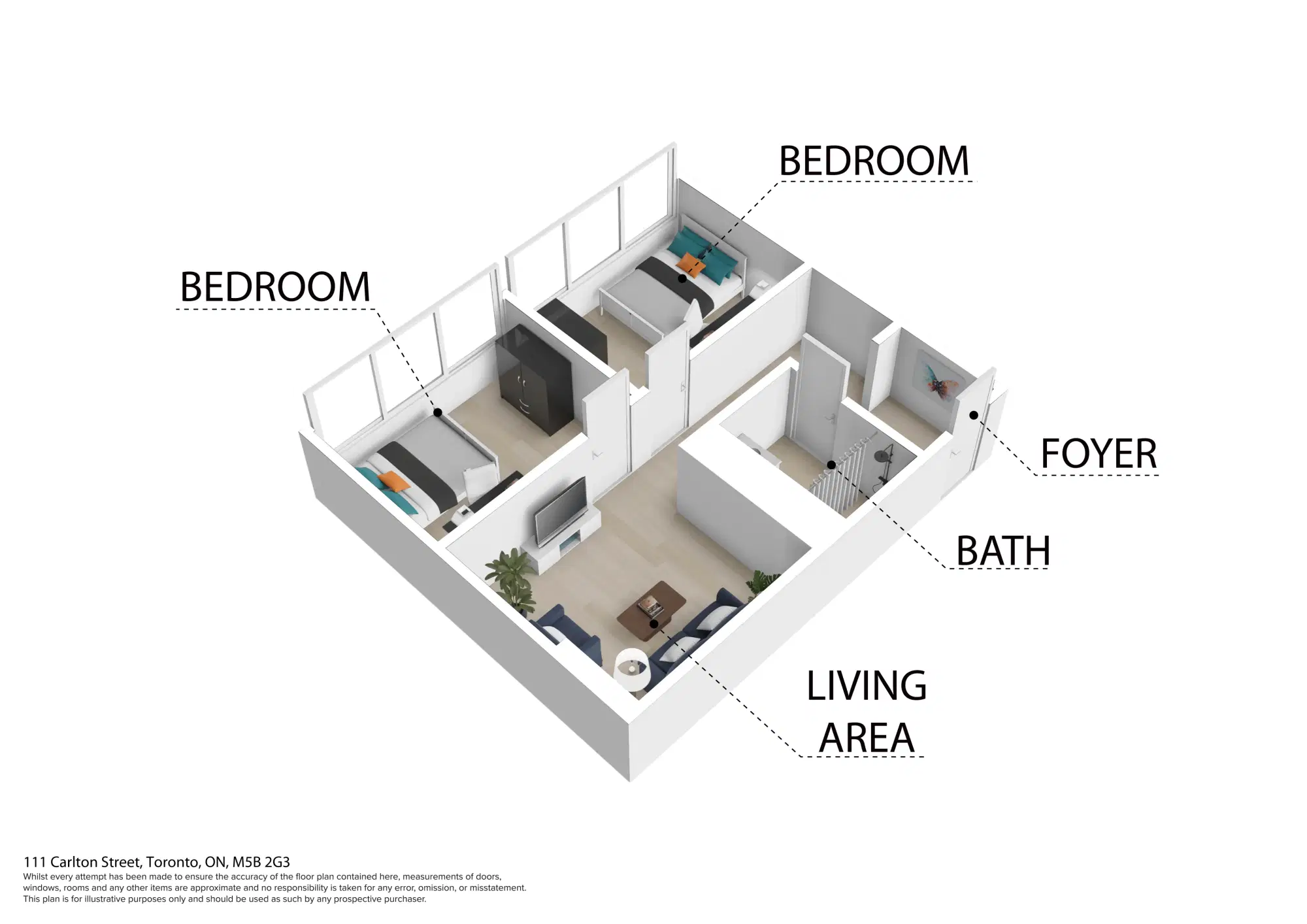Parkside Student Residence, Toronto – 2 Bedroom 1 Bathroom Penthouse Suite