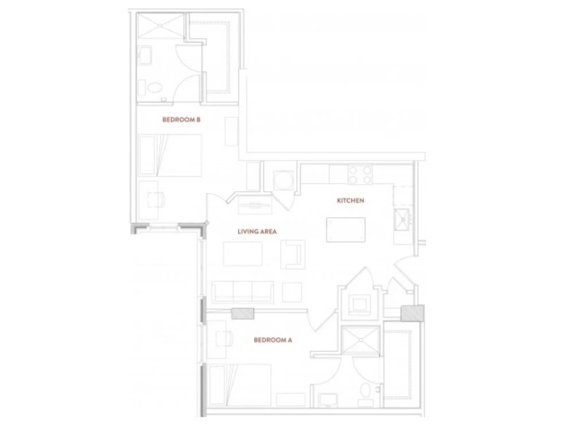 Foundry Lofts, Ann Arbor – Room in A 2 Bedroom 2 Bathroom | B2