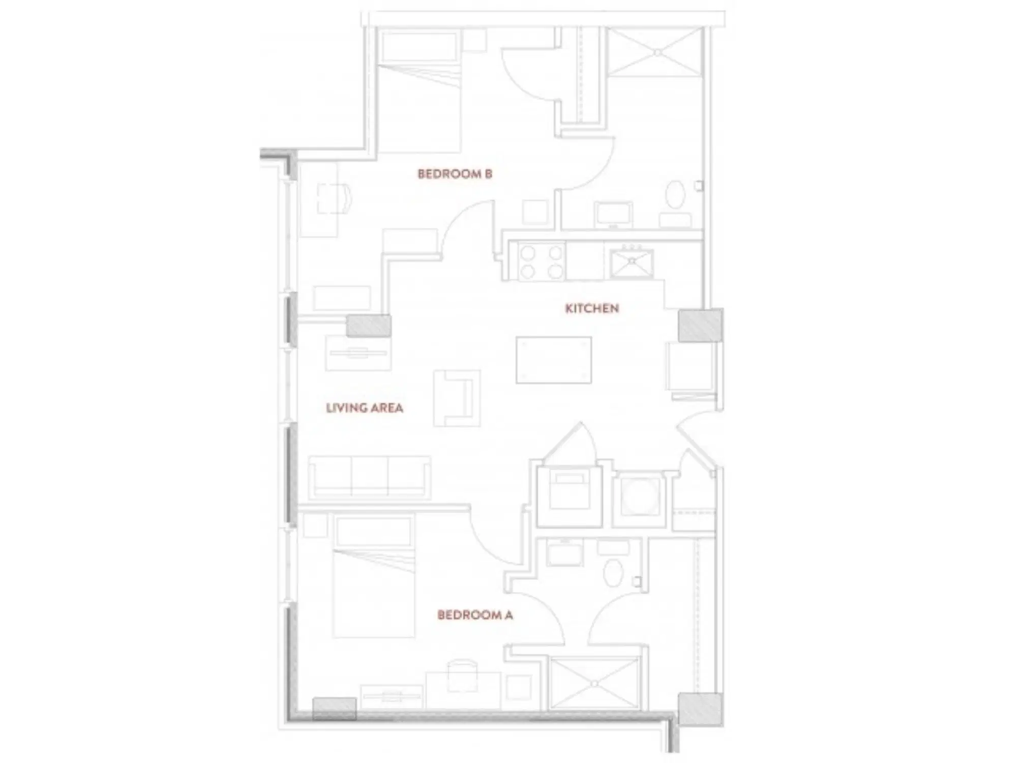 Foundry Lofts, Ann Arbor – Room in A 2 Bedroom 2 Bathroom | B6